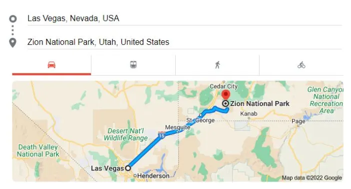 How Far Is Zion National Park From Las Vegas?