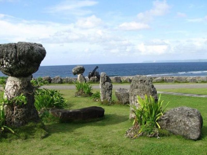 Latte Stone Park - Ancient Chamorro stone pillars on display