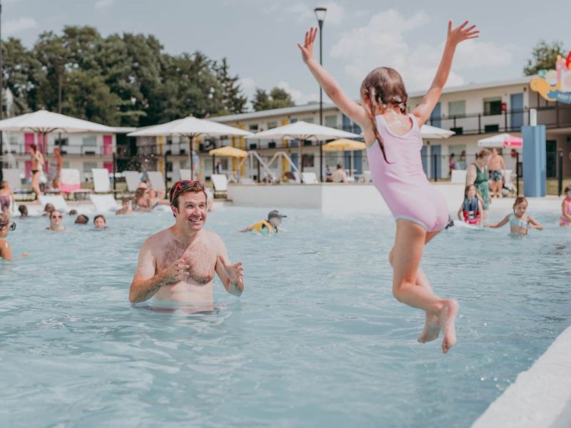 Dive in the pool of Little Chiques Park