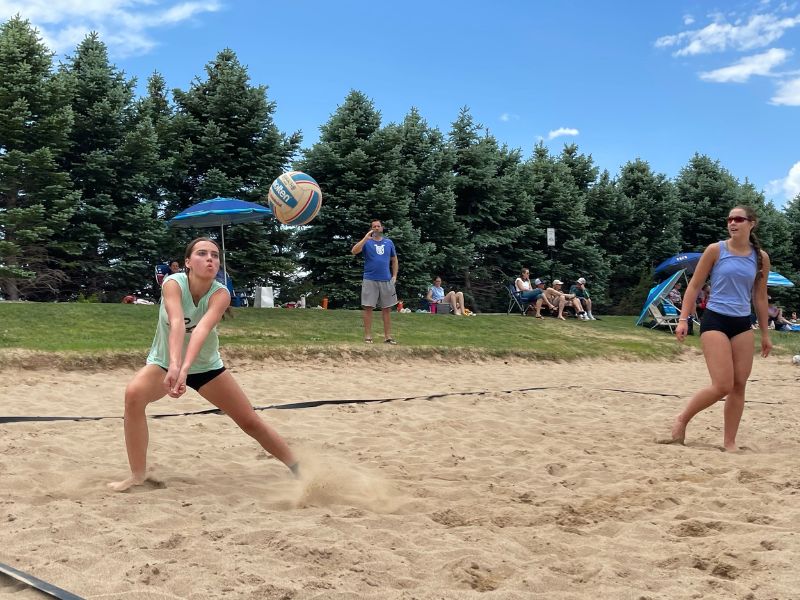 Play beach volleyball at Elkhorn Lake