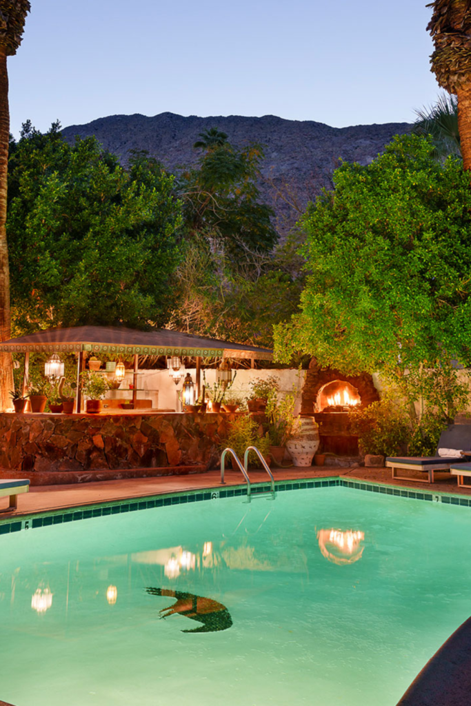 Korakia Pensione Palm Springs Moroccan Mediterranean boutique hotel pool babymoon 2026