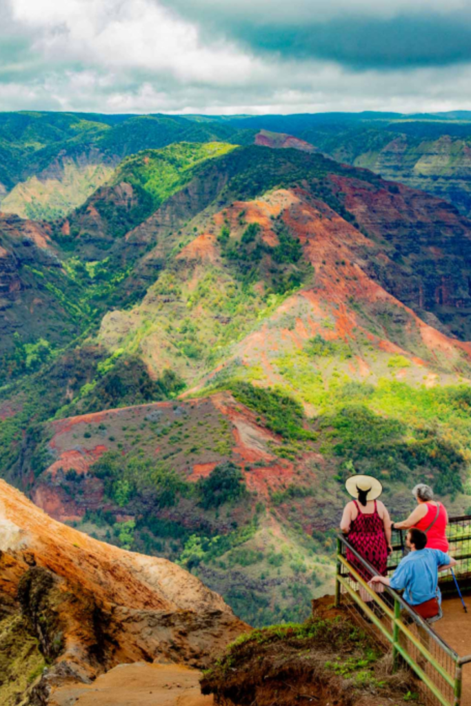 Waimea Canyon Kauai Hawaii overlook red canyon green valley dramatic view 2026