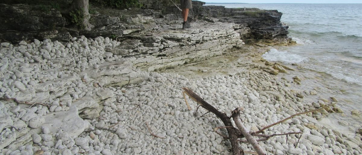 Limestone shoreline at Cave Point County Park in Door County, Wisconsin